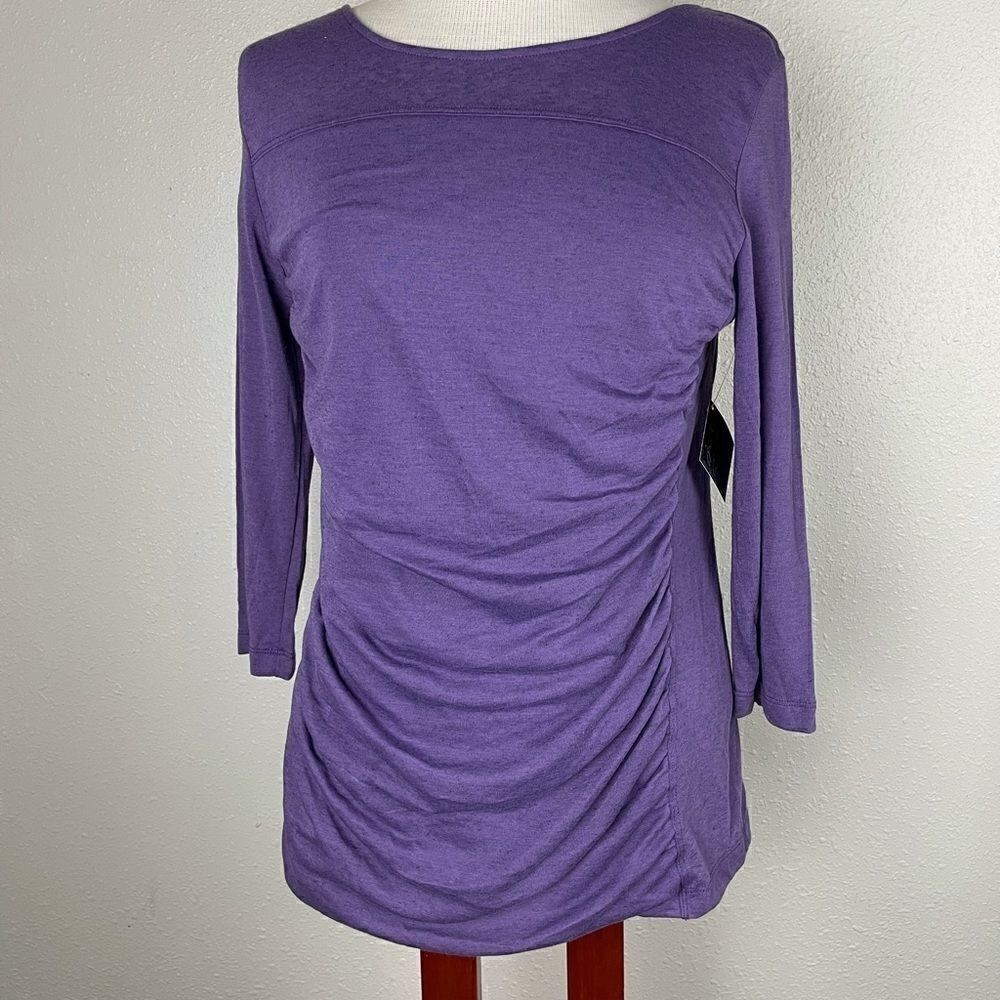NWT JW Styles Linen Blend Purple Long Sleeve Top